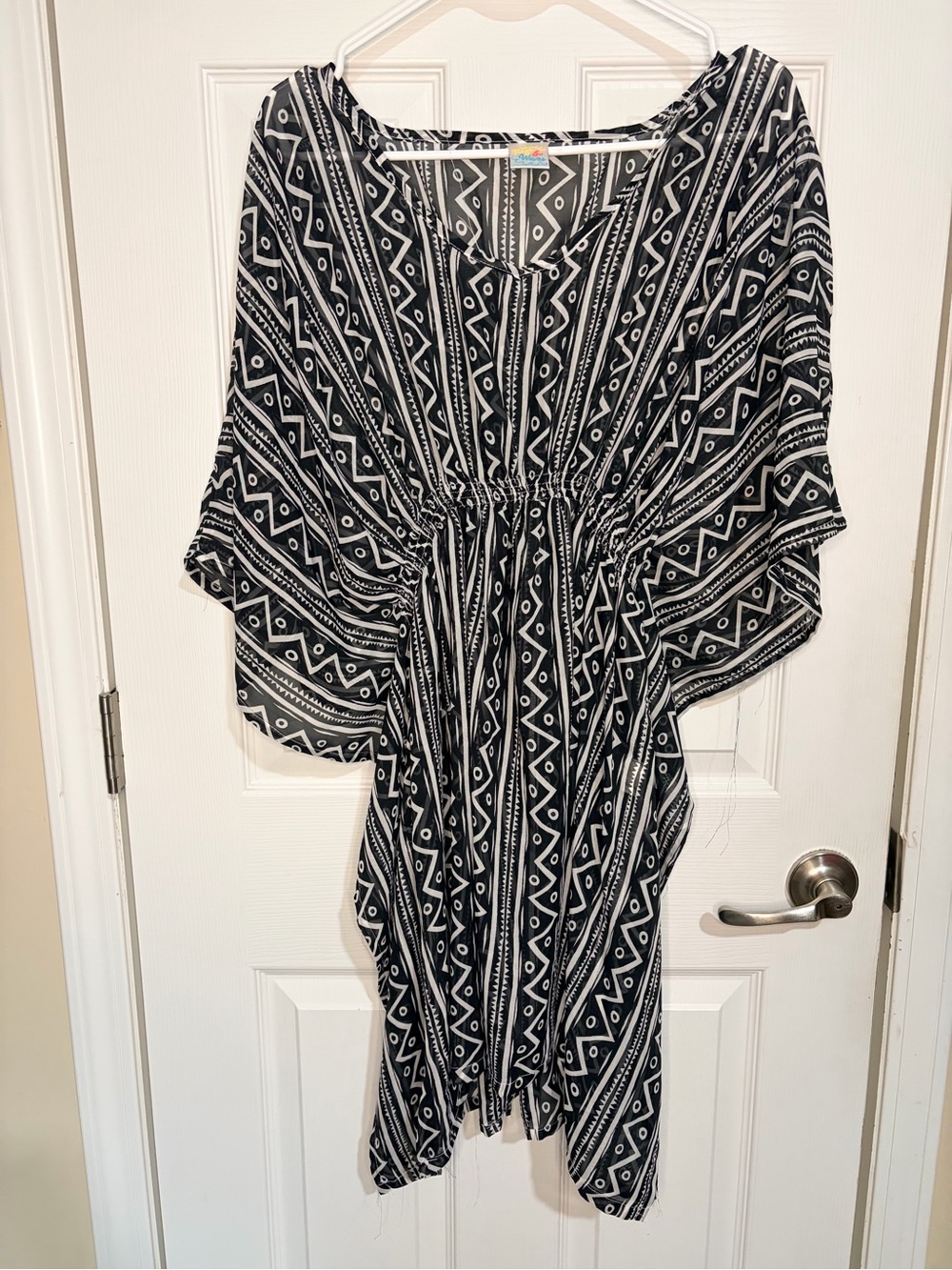 Others Follow Black & White Geometric Midi Dress